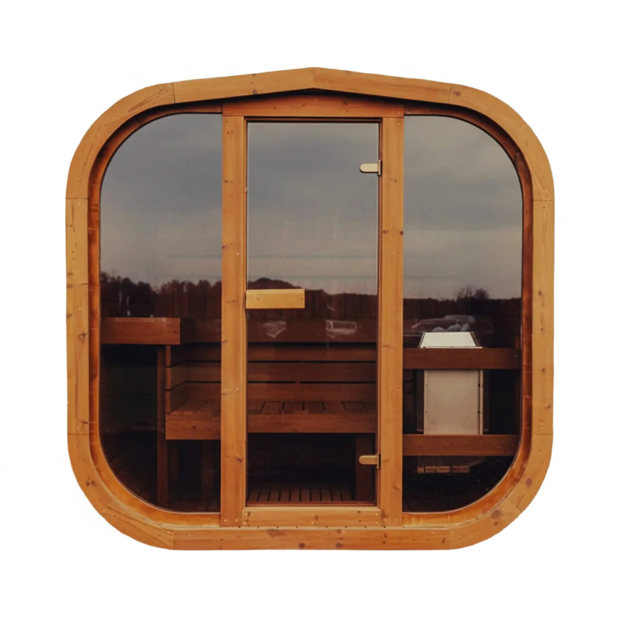 Premium 3-Person Outdoor Scandinavian ThermoWood Cube Sauna Kit With LED Lighting (SAK47582) by SAKSBY WHOLESALE