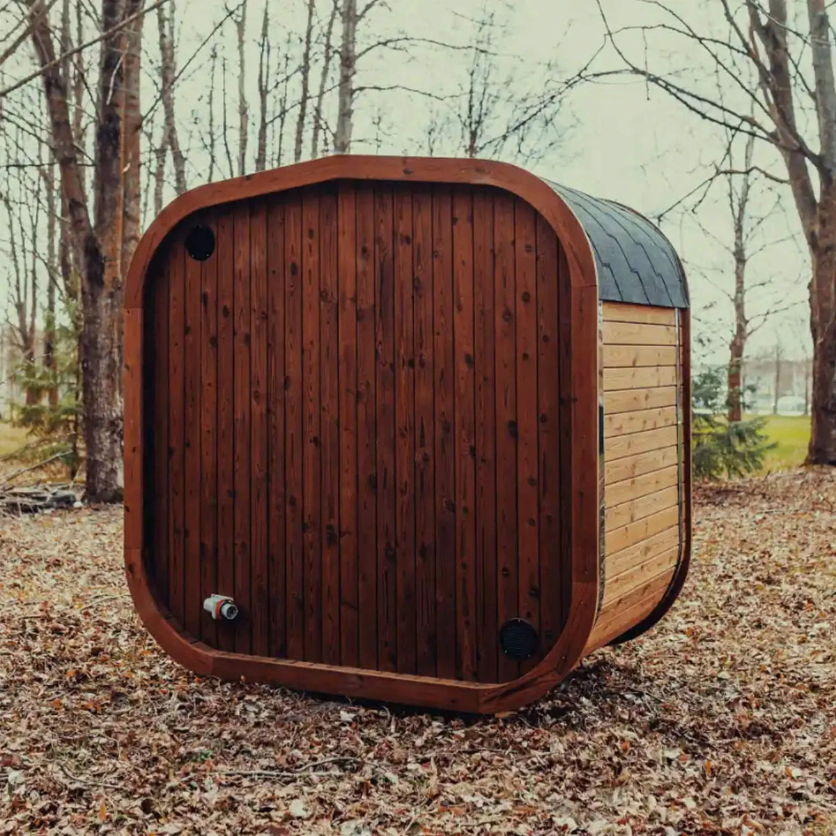 Premium 3-Person Outdoor Scandinavian ThermoWood Cube Sauna Kit With LED Lighting (SAK47582) by SAKSBY WHOLESALE