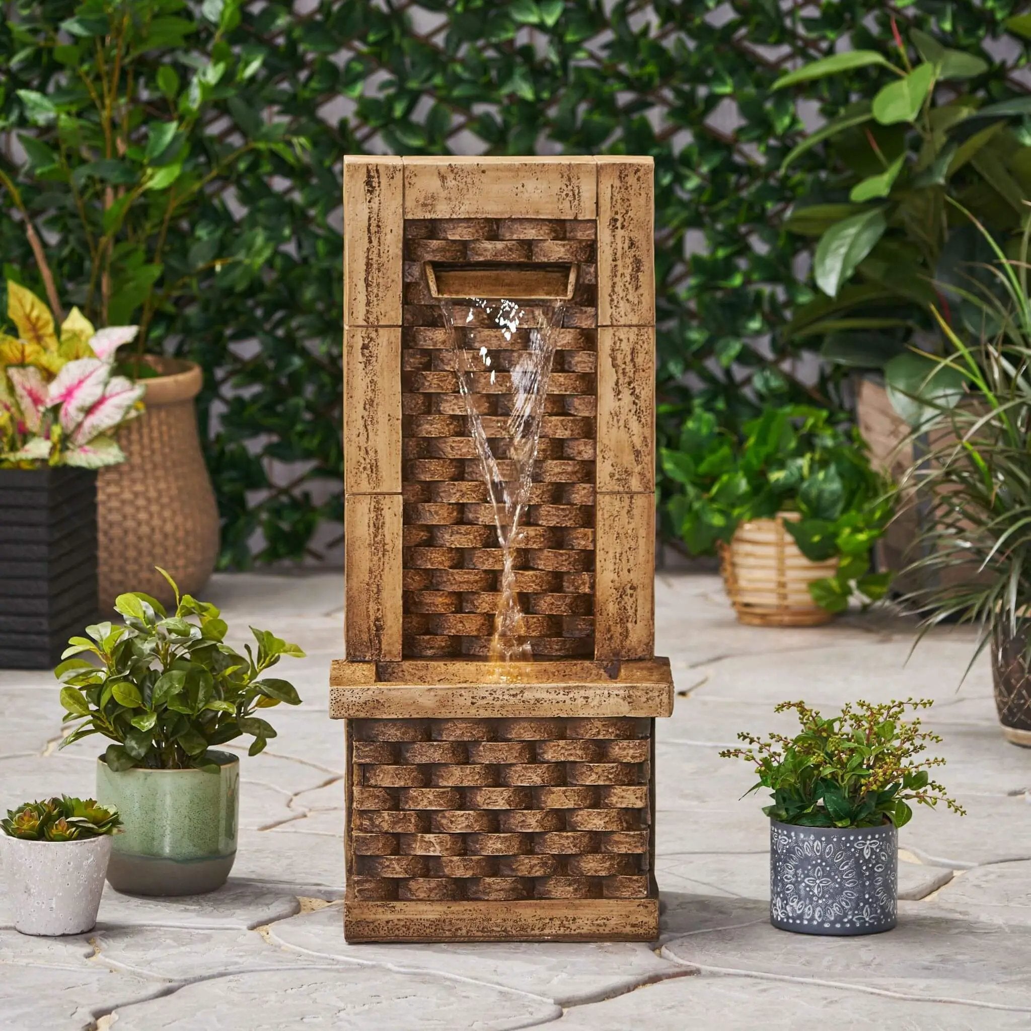 Alora Premium 35-Inch Hand-Crafted Weather-Resistant Waterfall Fountain With LED Lights (SAK86757) by SAKSBY WHOLESALE