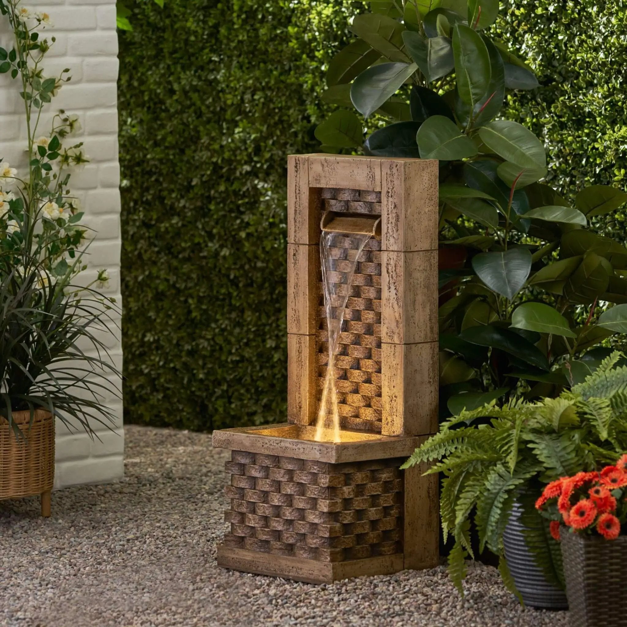 Alora Premium 35-Inch Hand-Crafted Weather-Resistant Waterfall Fountain With LED Lights (SAK86757) by SAKSBY WHOLESALE