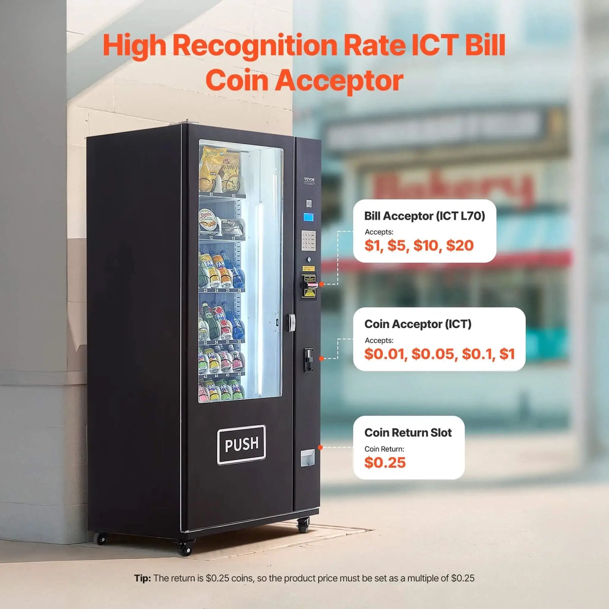 Premium 36-Slot Combo Vending Machine With ICT Bill And Coin Acceptor (SAK31832) by SAKSBY WHOLESALE