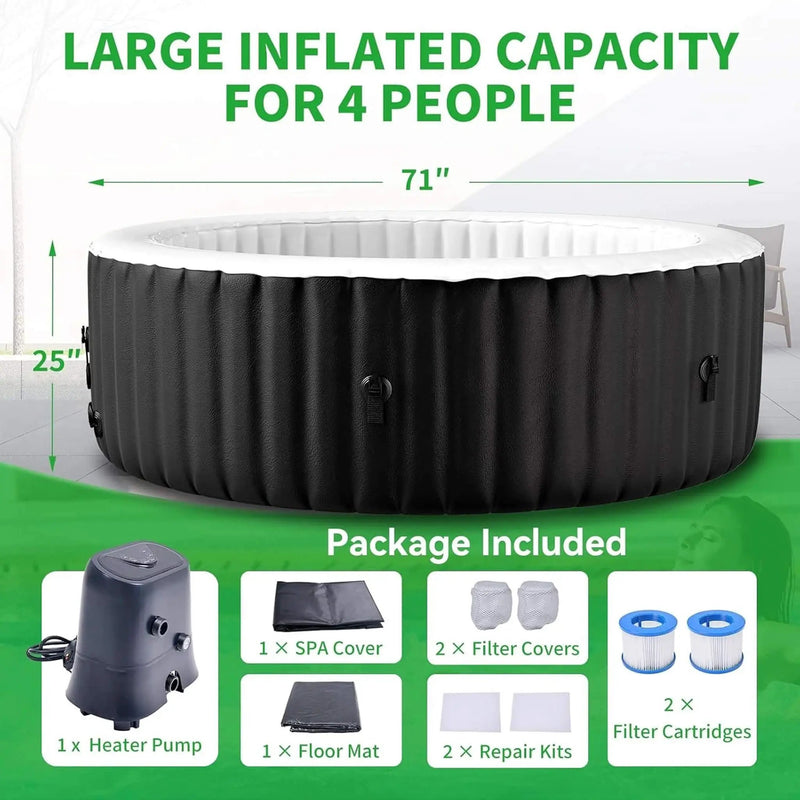 Premium Large 4-Person Inflatable Hot Tub Kit With 8-Color LED Lights (SAK20759) by SAKSBY WHOLESALE