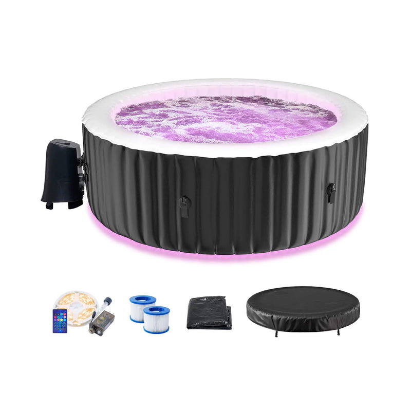 Premium Large 4-Person Inflatable Hot Tub Kit With 8-Color LED Lights (SAK20759) by SAKSBY WHOLESALE