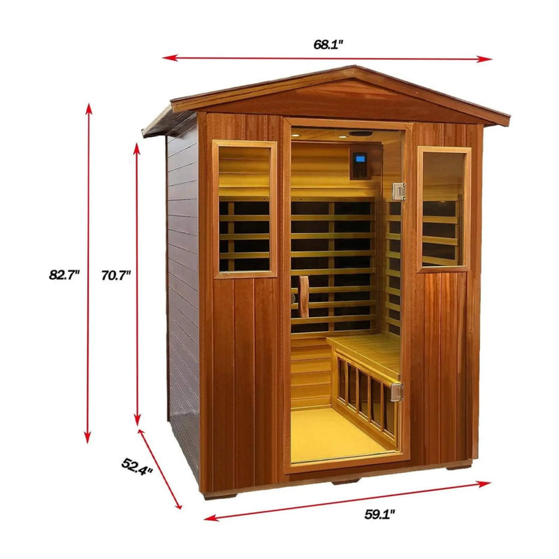 Thermoa Valois Premium 4-Person 2050W Luxury Low EMF Outdoor FAR Infrared Home Sauna With Bluetooth Audio (SAK15372) by SAKSBY WHOLESALE