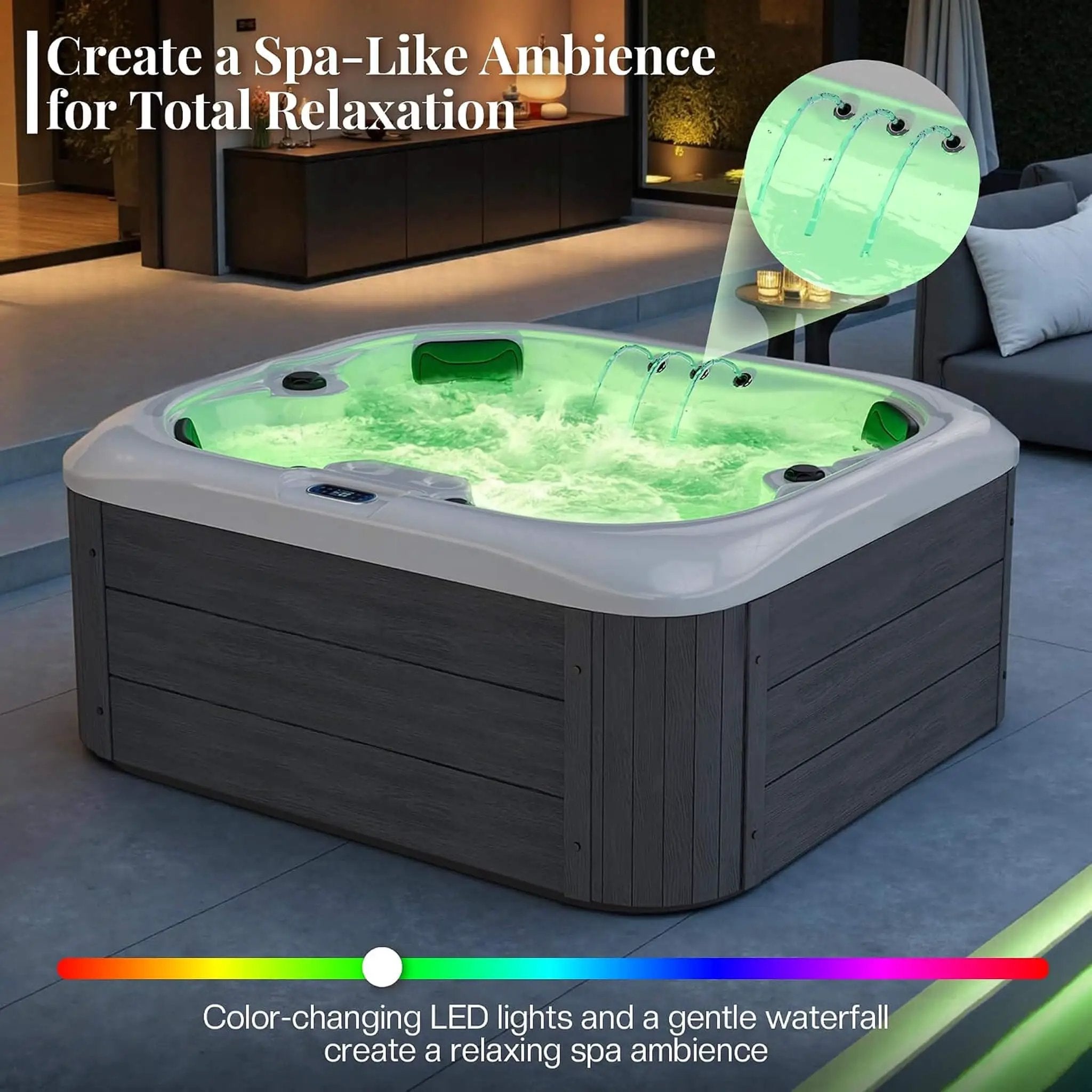 Premium 4-Person Outdoor Hot Tub W/ 23 Stainless Steel Jets (SAK29185) by SAKSBY WHOLESALE