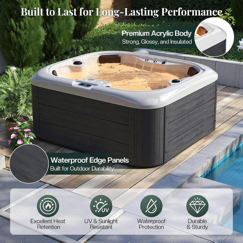 Premium 4-Person Outdoor Hot Tub W/ 23 Stainless Steel Jets (SAK29185) by SAKSBY WHOLESALE