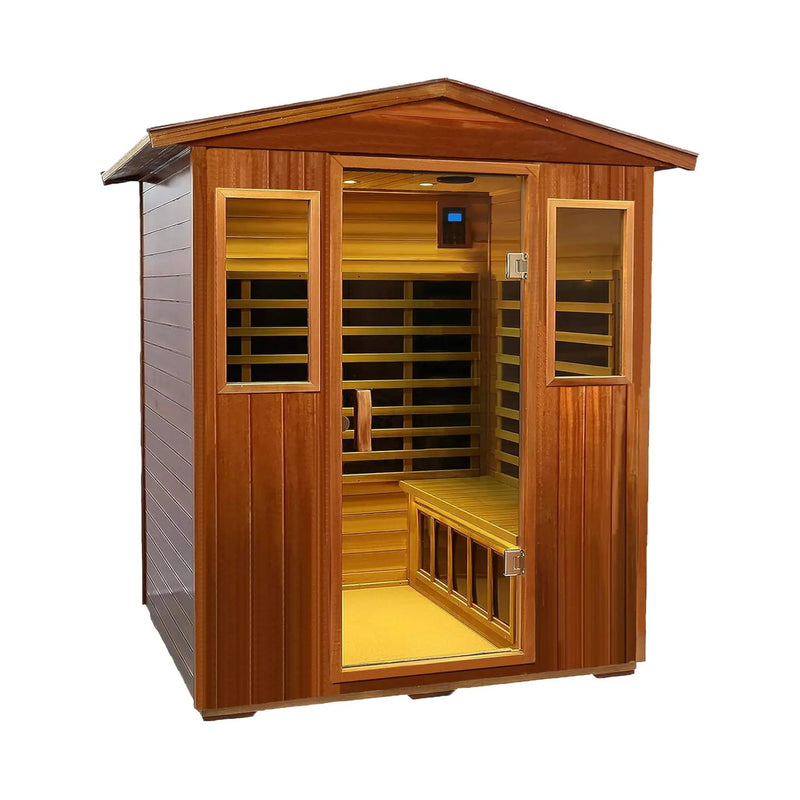 Thermora Moretti 4-Person Outdoor Mahogany Full Spectrum Ultra-Low EMF FAR Infrared Sauna With Chromotherapy And Bluetooth Speakers (SAK98263) by SAKSBY WHOLESALE
