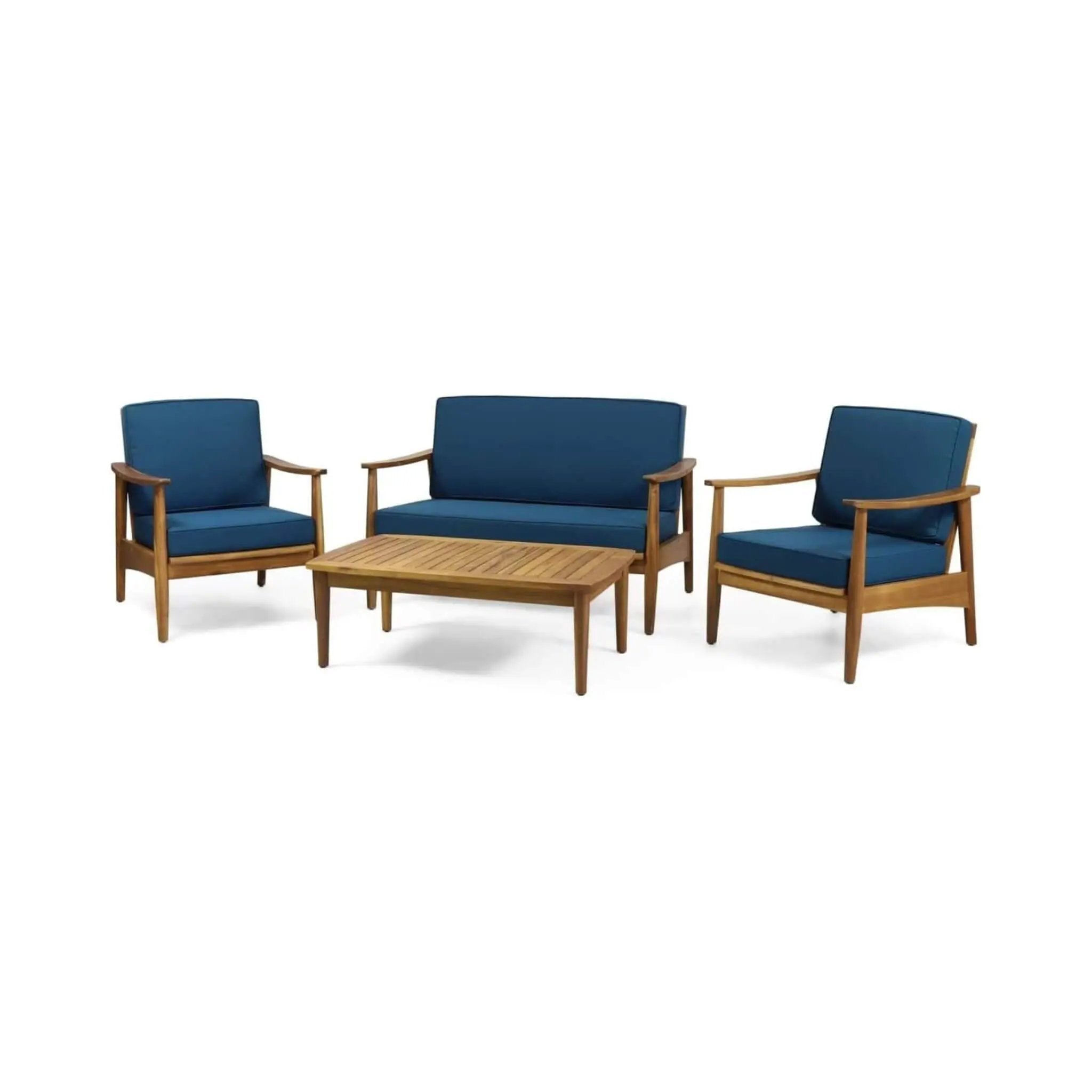 Alora Premium 4-Piece Wooden Outdoor Patio Conversation Seating Set With Cushions (SAK31469) by SAKSBY WHOLESALE