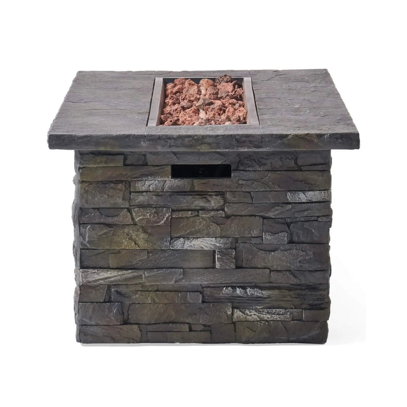 Alora Premium 56" Outdoor Rectangular Concrete Propane Fire Pit W/ Faux Stone Pattern, 50K BTU (SAK31845) by SAKSBY WHOLESALE