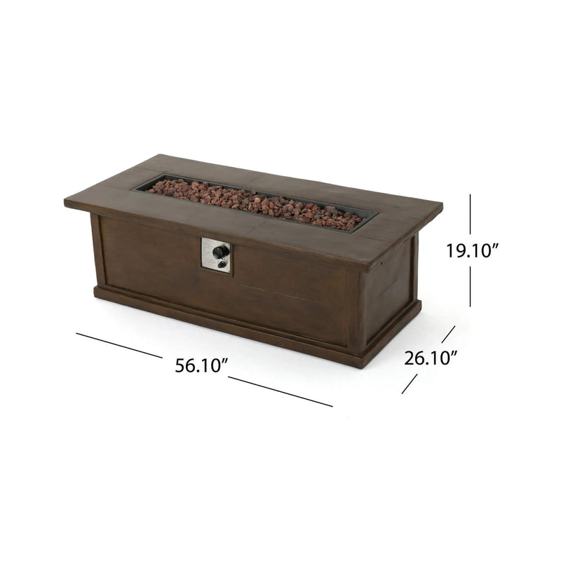 Alora Premium 56" Transitional Rectangular Outdoor Propane Gas Fire Pit Table, 50K BTU (SAK25790) by SAKSBY WHOLESALE