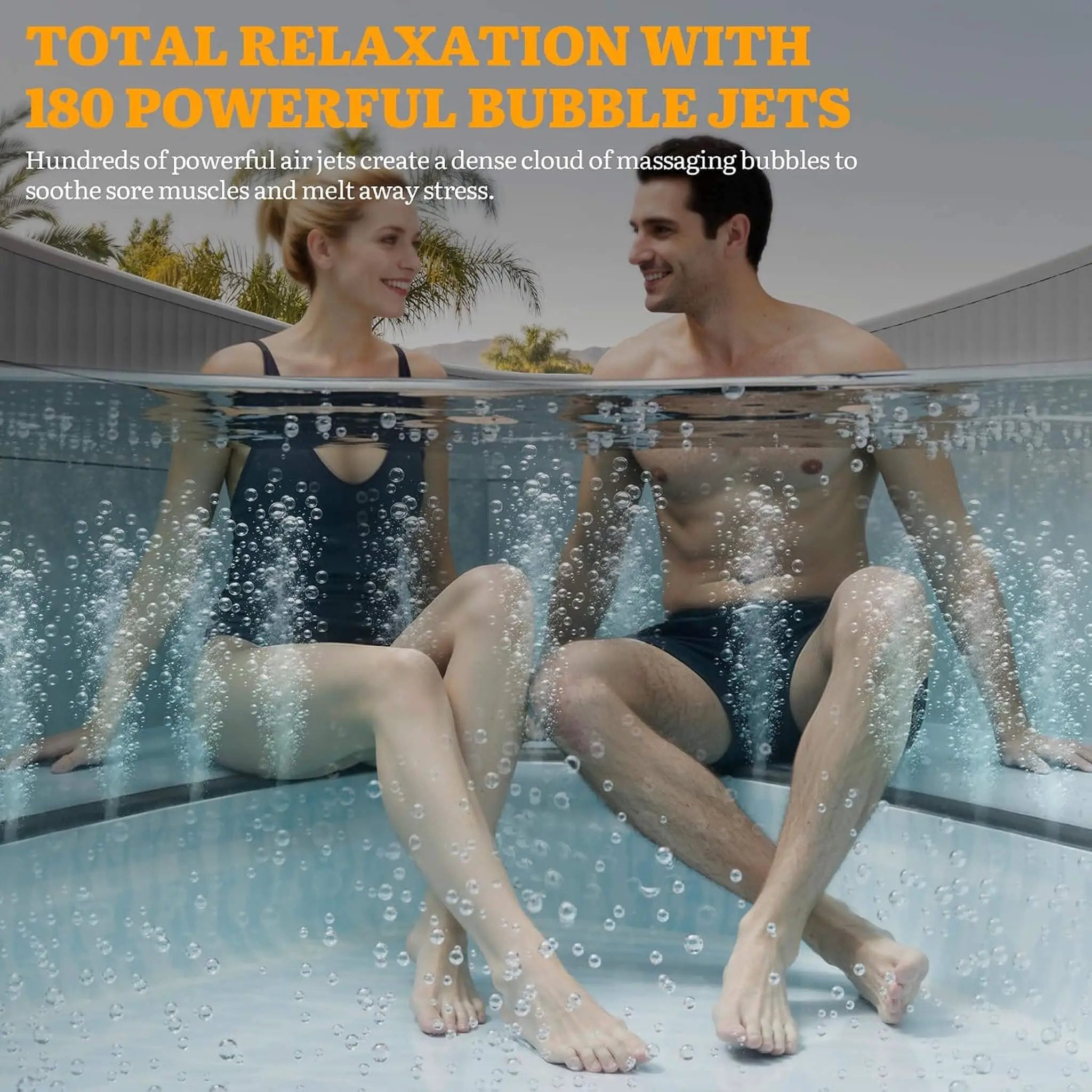 Premium 77-Inch Inflatable 6-Person Drop-Stitch Hot Tub W/ 180 Massage Jets (SAK87132) by SAKSBY WHOLESALE