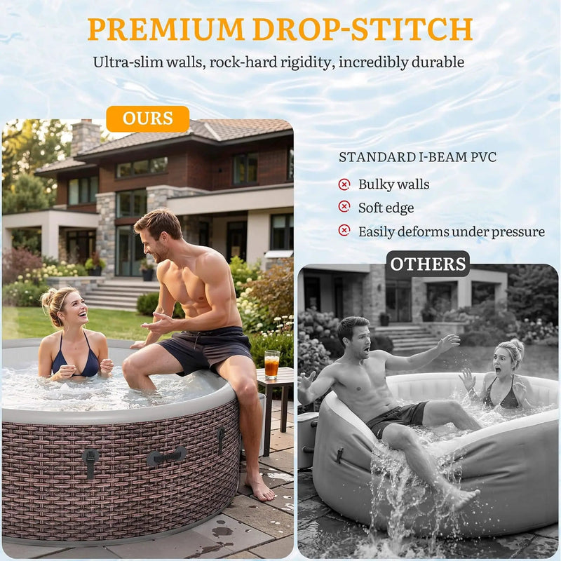 Premium 77-Inch Inflatable 6-Person Drop-Stitch Hot Tub W/ 180 Massage Jets (SAK87132) by SAKSBY WHOLESALE