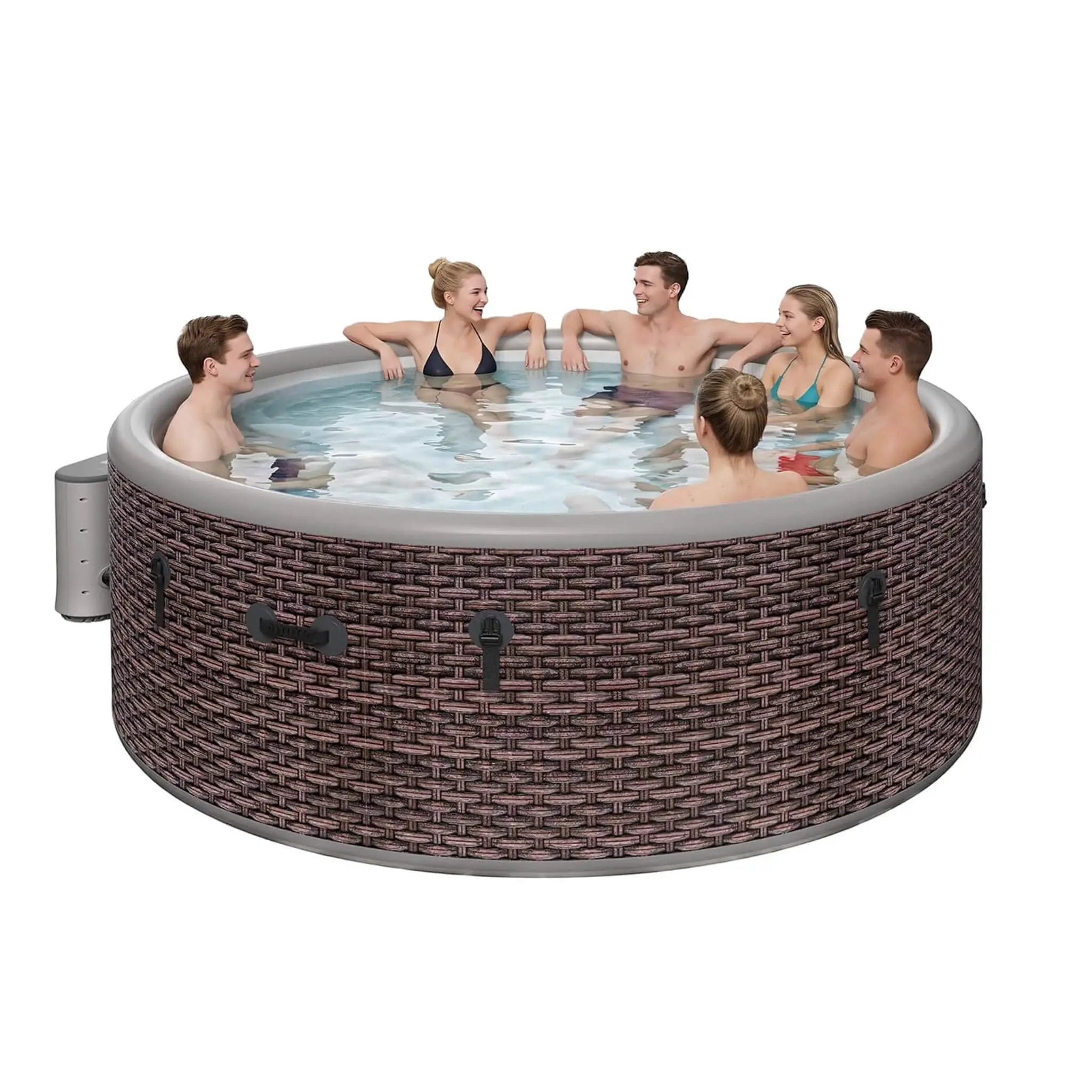 Premium 77-Inch Inflatable 6-Person Drop-Stitch Hot Tub W/ 180 Massage Jets (SAK87132) by SAKSBY WHOLESALE