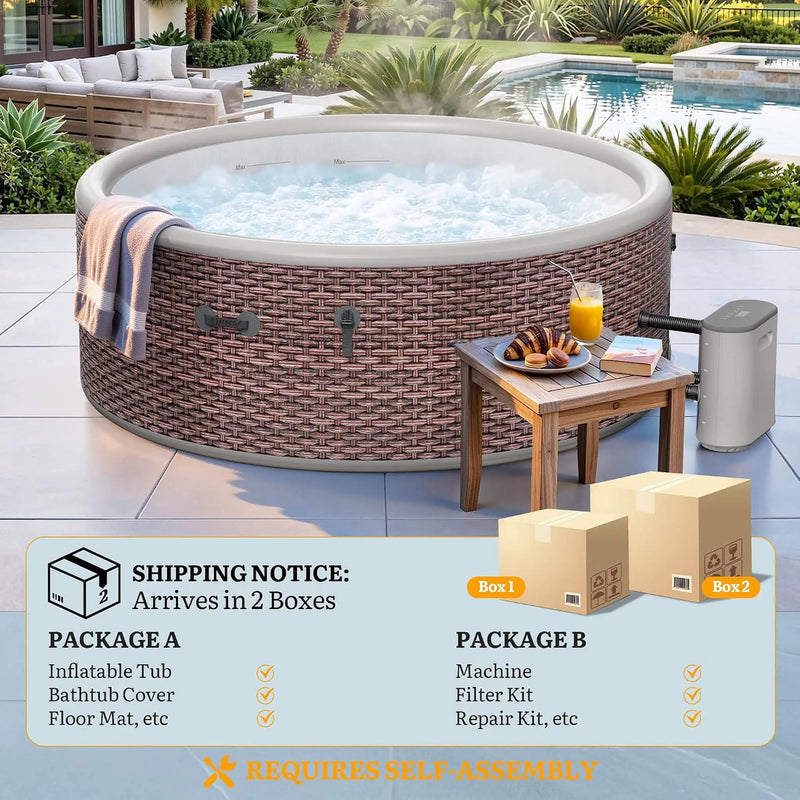 Premium 77-Inch Inflatable 6-Person Drop-Stitch Hot Tub W/ 180 Massage Jets (SAK87132) by SAKSBY WHOLESALE