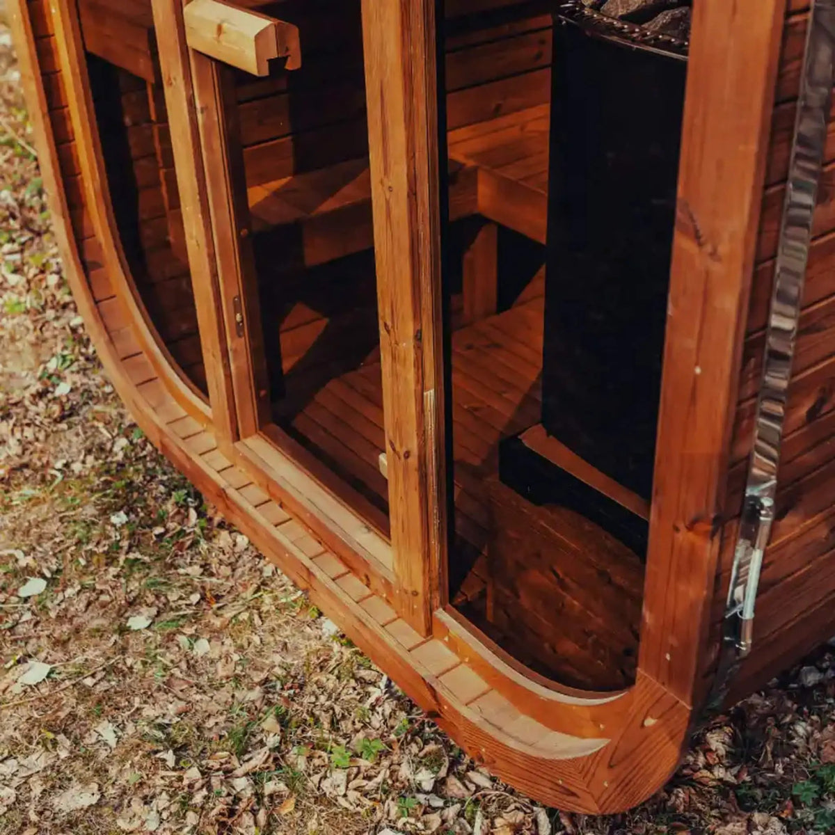 Premium 6-Person Outdoor Scandinavian ThermoWood Cube Sauna Kit With LED Lighting (SAK89146) by SAKSBY WHOLESALE