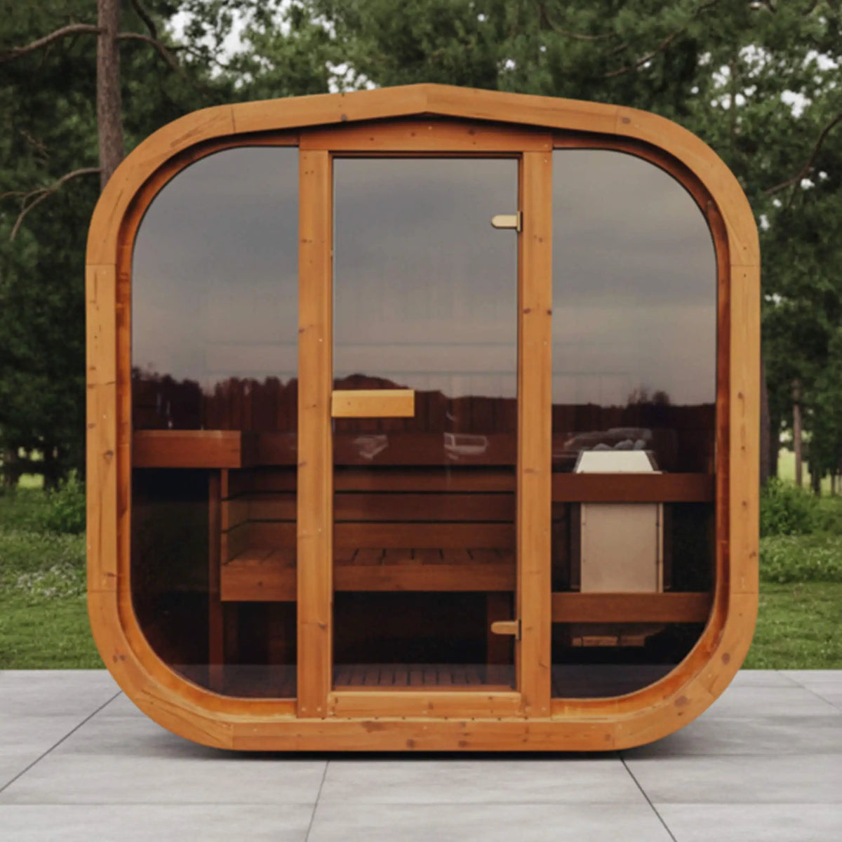 Premium 6-Person Outdoor Scandinavian ThermoWood Cube Sauna Kit With LED Lighting (SAK89146) by SAKSBY WHOLESALE