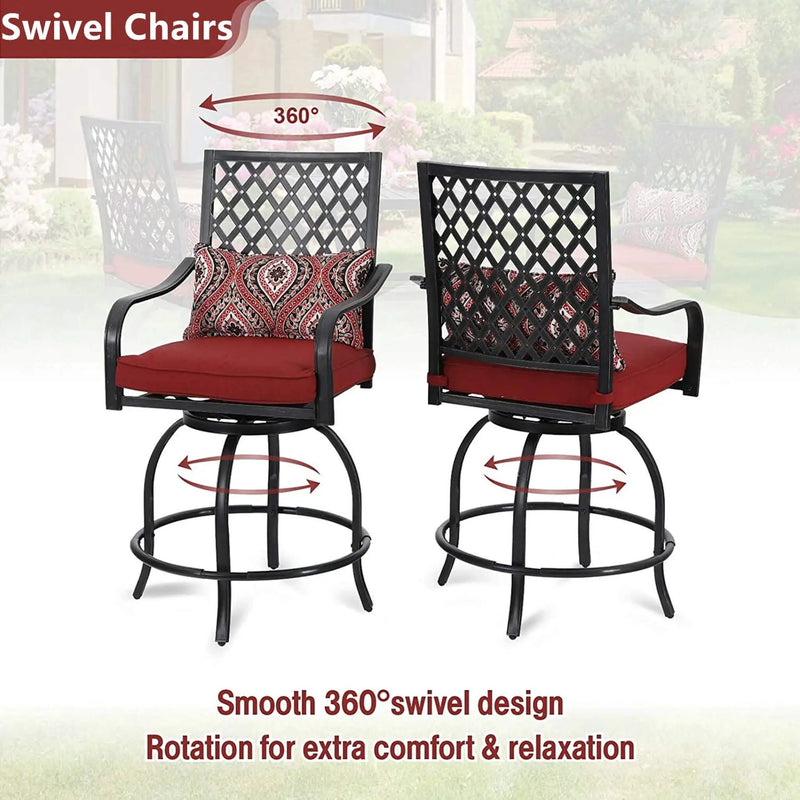 Alora Premium 6-Piece Bar Patio Furniture Set With Umbrella, Swivel Chairs, And Cushions (SAK90375) by SAKSBY WHOLESALE