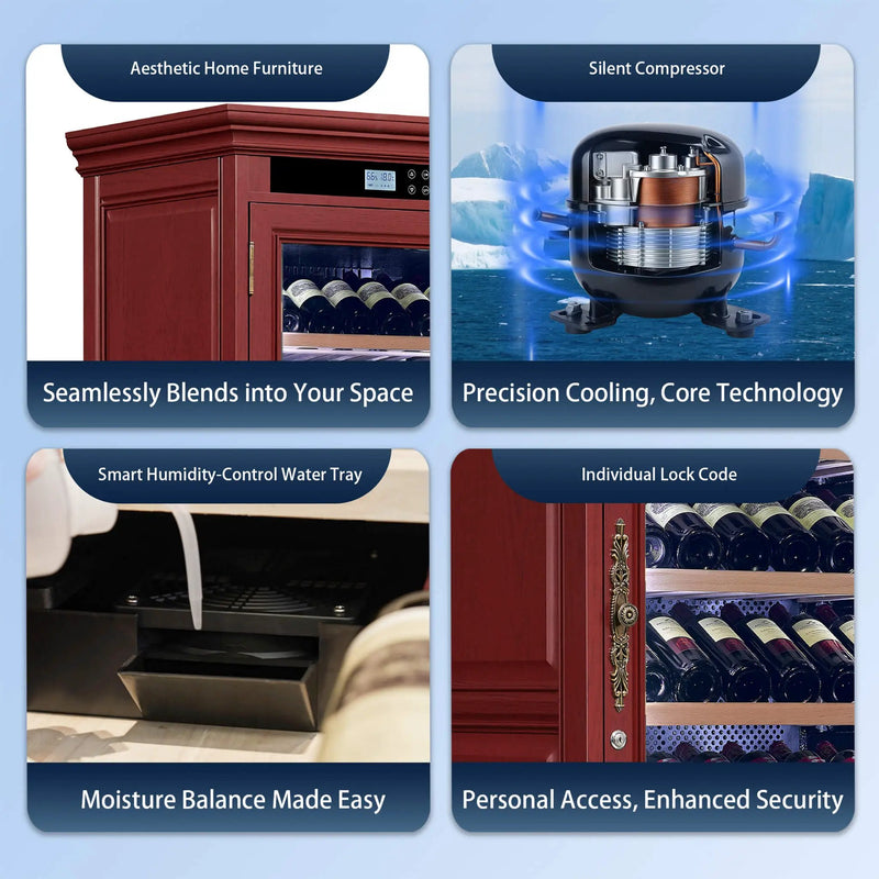 Nuvia 69-Bottle Wooden Wine Cooler Cabinet With Built-In Storage (SAK17539) by SAKSBY WHOLESALE