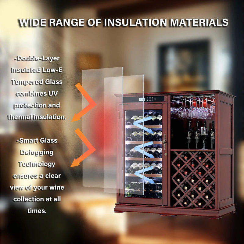 Nuvia 69-Bottle Wooden Wine Cooler Cabinet With Built-In Storage (SAK17539) by SAKSBY WHOLESALE