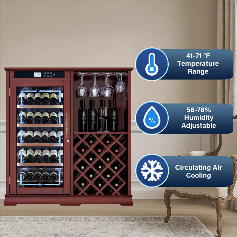Nuvia 69-Bottle Wooden Wine Cooler Cabinet With Built-In Storage (SAK17539) by SAKSBY WHOLESALE
