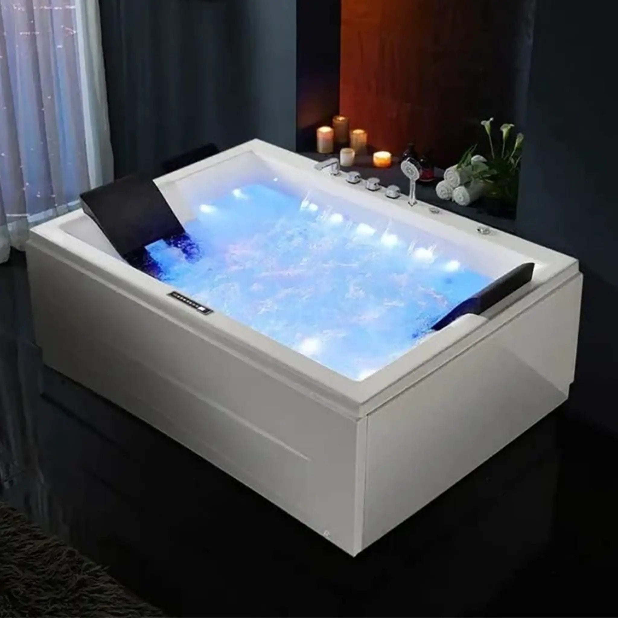 Nuvia Luxara 71-Inch Premium Modern Acrylic Soaking Bathtub With Bubble Jets And LED Lighting (SAK26415) by SAKSBY WHOLESALE