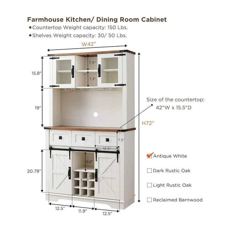 Nuvia Premium 72-Inch Home Bar Wine Cabinet W/ Sliding Barn Door (SAK12947) by SAKSBY WHOLESALE