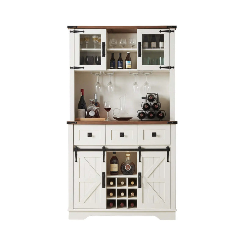 Nuvia Premium 72-Inch Home Bar Wine Cabinet W/ Sliding Barn Door (SAK12947) by SAKSBY WHOLESALE