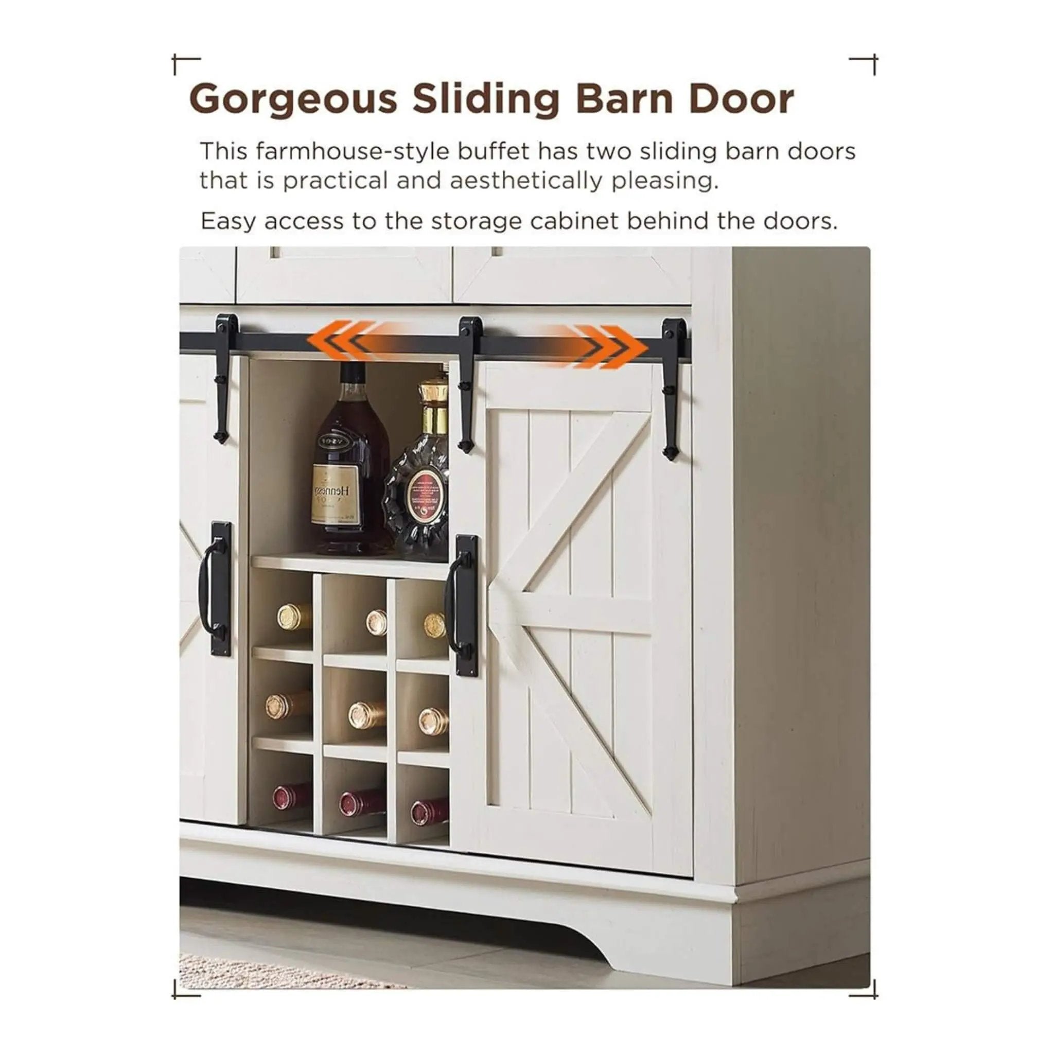 Nuvia Premium 72-Inch Home Bar Wine Cabinet W/ Sliding Barn Door (SAK12947) by SAKSBY WHOLESALE