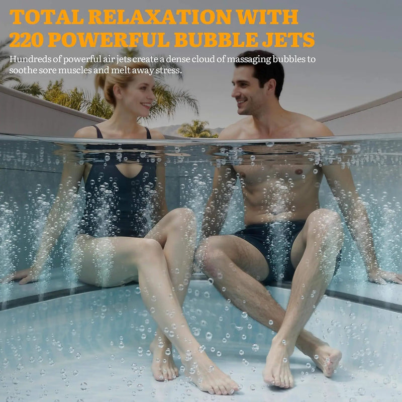 Premium 85-Inch Inflatable 8-Person Drop-Stitch Hot Tub W/ 220 Massage Jets (SAK78596) by SAKSBY WHOLESALE