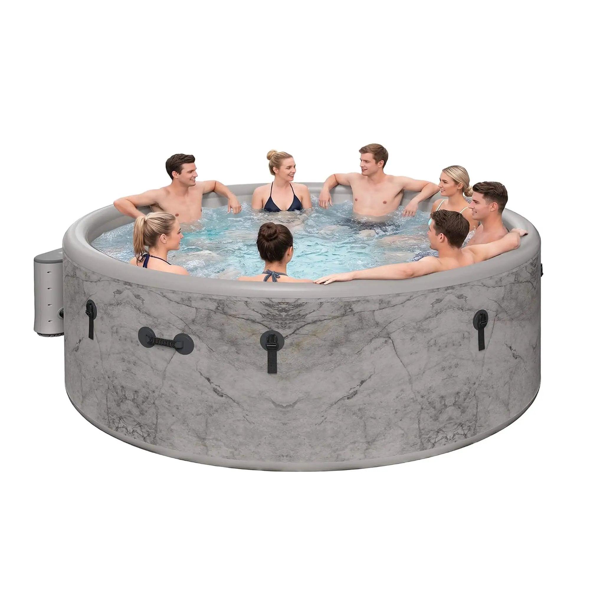 Premium 85-Inch Inflatable 8-Person Drop-Stitch Hot Tub W/ 220 Massage Jets (SAK78596) by SAKSBY WHOLESALE
