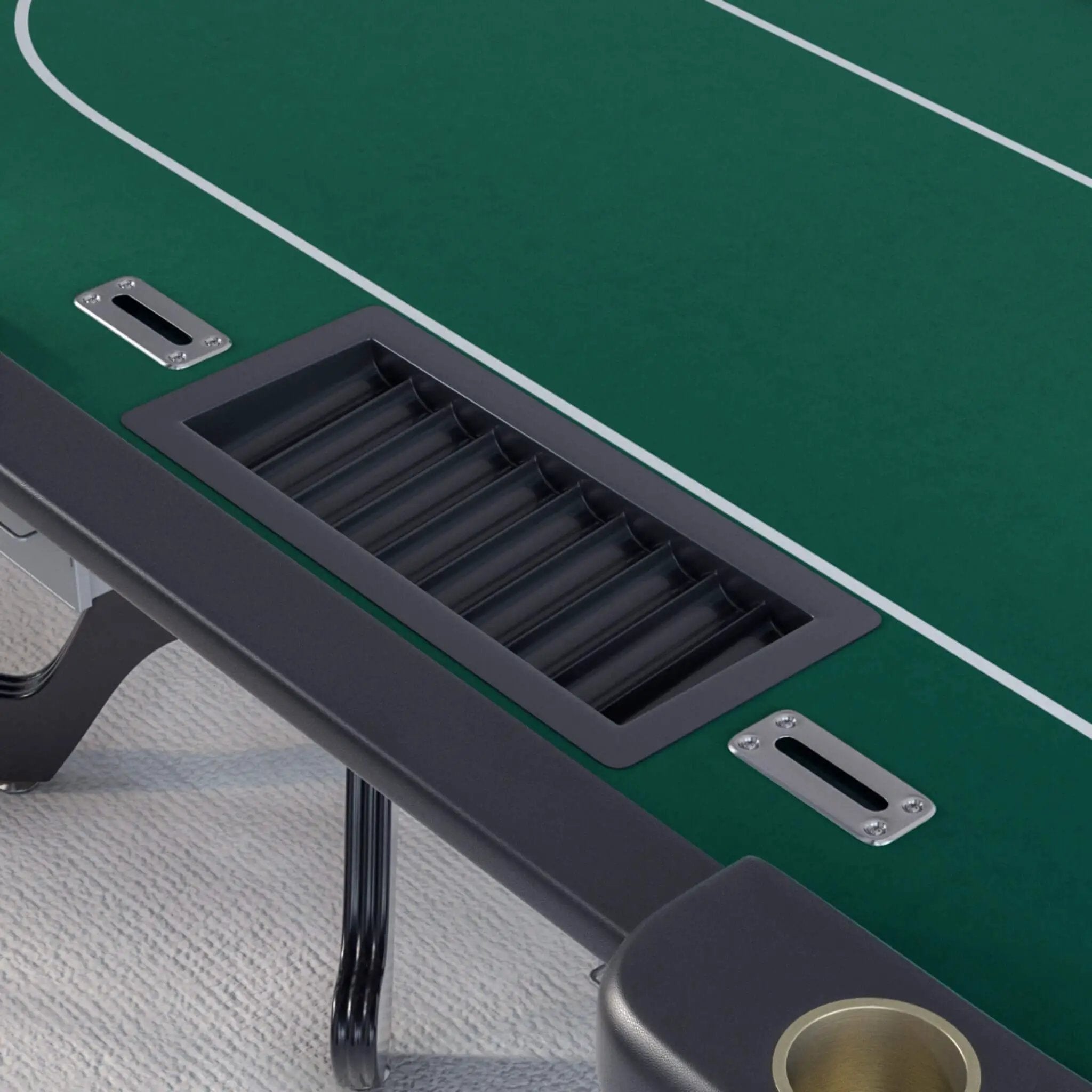 Premium 96-Inch Aura Oval Poker Table With Cup Holders, Chips Tray And Drop Box (SAK31045) by SAKSBY WHOLESALE