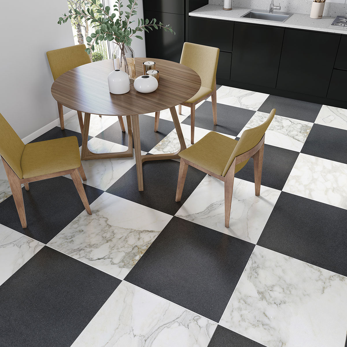 Premium Absolute Black Honed Granite Tiles 12x12 Granite Honed 12x12 Tiles — 4