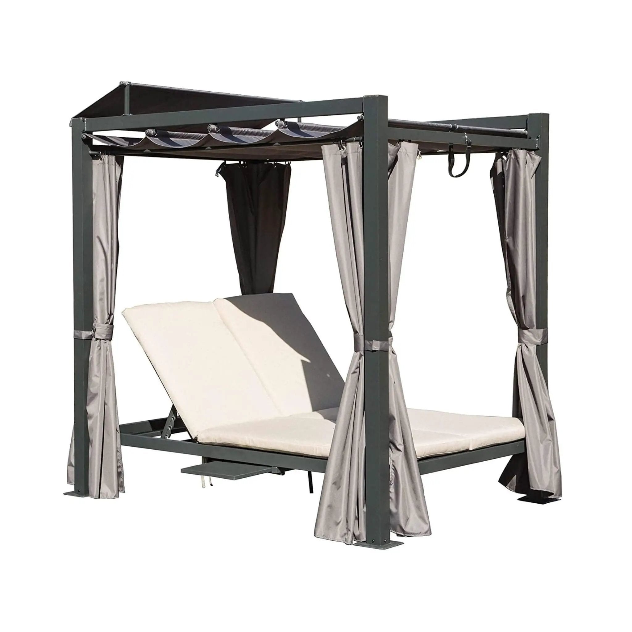 Alora Premium Aluminum Outdoor Patio Daybed With Retractable Canopy And Double Chaise Lounge (SAK17682) by SAKSBY WHOLESALE