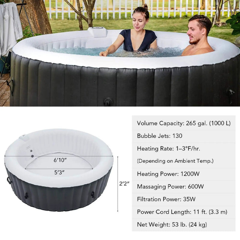 Premium 7FT Blow Up 6-Person Sauna Pool Hot Tub With 130 Jets (SAK63510) by SAKSBY WHOLESALE