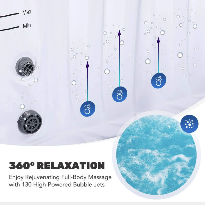 Premium 7FT Blow Up 6-Person Sauna Pool Hot Tub With 130 Jets (SAK63510) by SAKSBY WHOLESALE