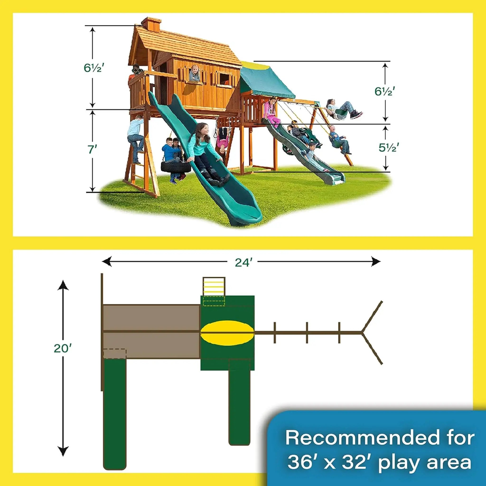 Premium Cedar Wood Tree House Swing Set With Clubhouse, Wave Slide And Scoop Slide (SAK30746) by SAKSBY WHOLESALE