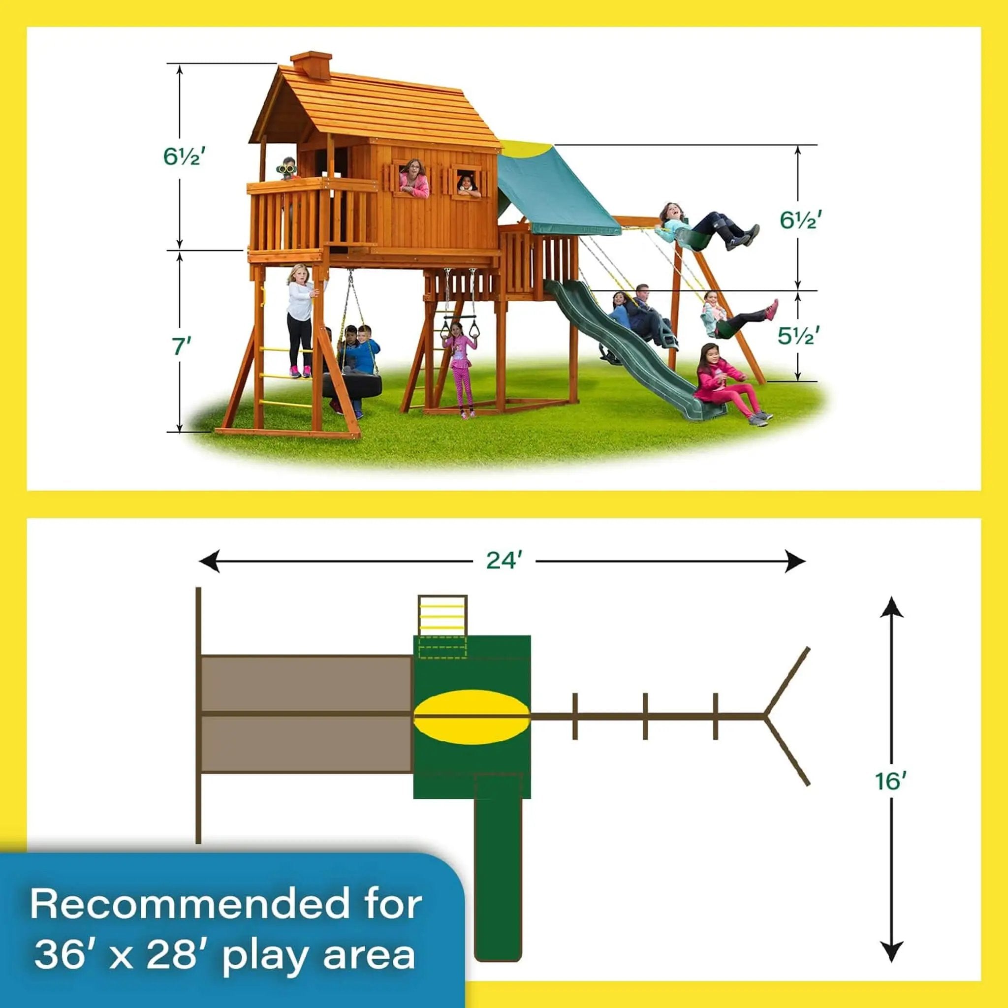 Premium Cedar Wood Tree House Swing Set With Clubhouse, Wave Slide And Spiral Slide (SAK29581) by SAKSBY WHOLESALE