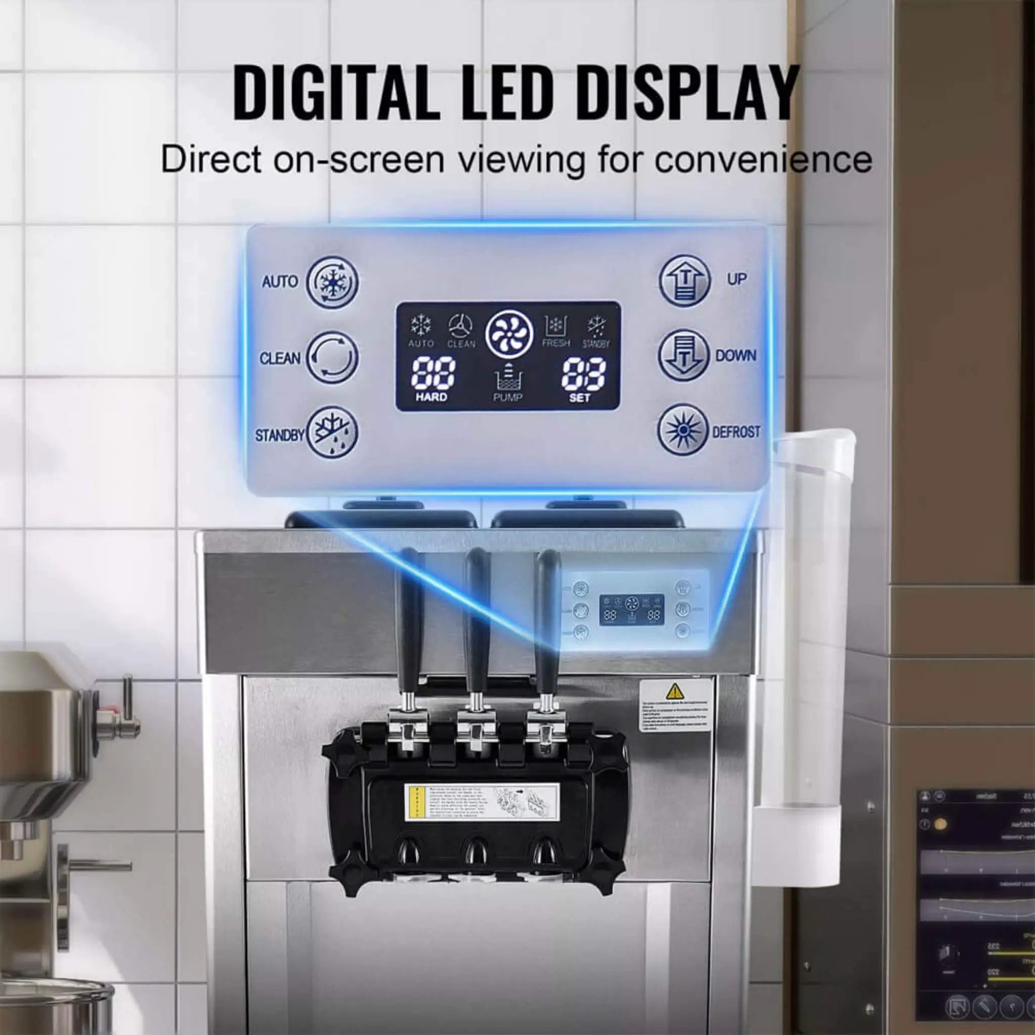 Commercial 21-31 L/H 3-Flavor Freestanding Soft Serve Ice Cream Machine Maker (SAK21874) by SAKSBY WHOLESALE
