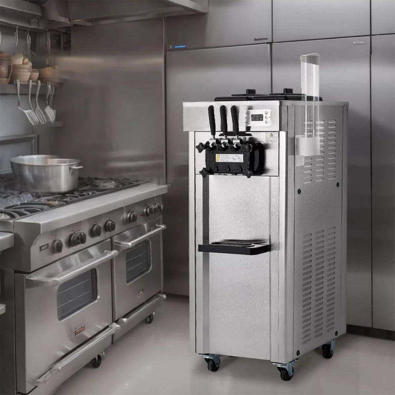 Commercial 21-31 L/H 3-Flavor Freestanding Soft Serve Ice Cream Machine Maker (SAK21874) by SAKSBY WHOLESALE