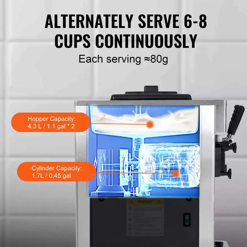 Commercial 21-31 L/H 3-Flavor Freestanding Soft Serve Ice Cream Machine Maker (SAK21874) by SAKSBY WHOLESALE