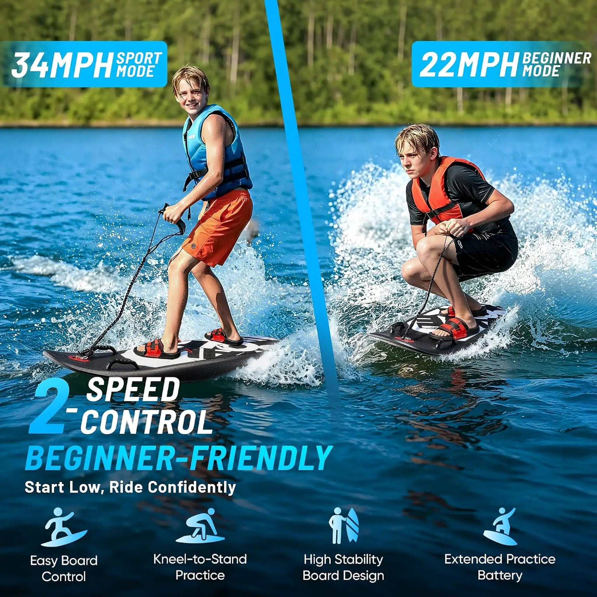 JHS Premium Dual-Speed 12KW Self-Powered Electric Motorized Surfboard (SAK63184) by SAKSBY WHOLESALE