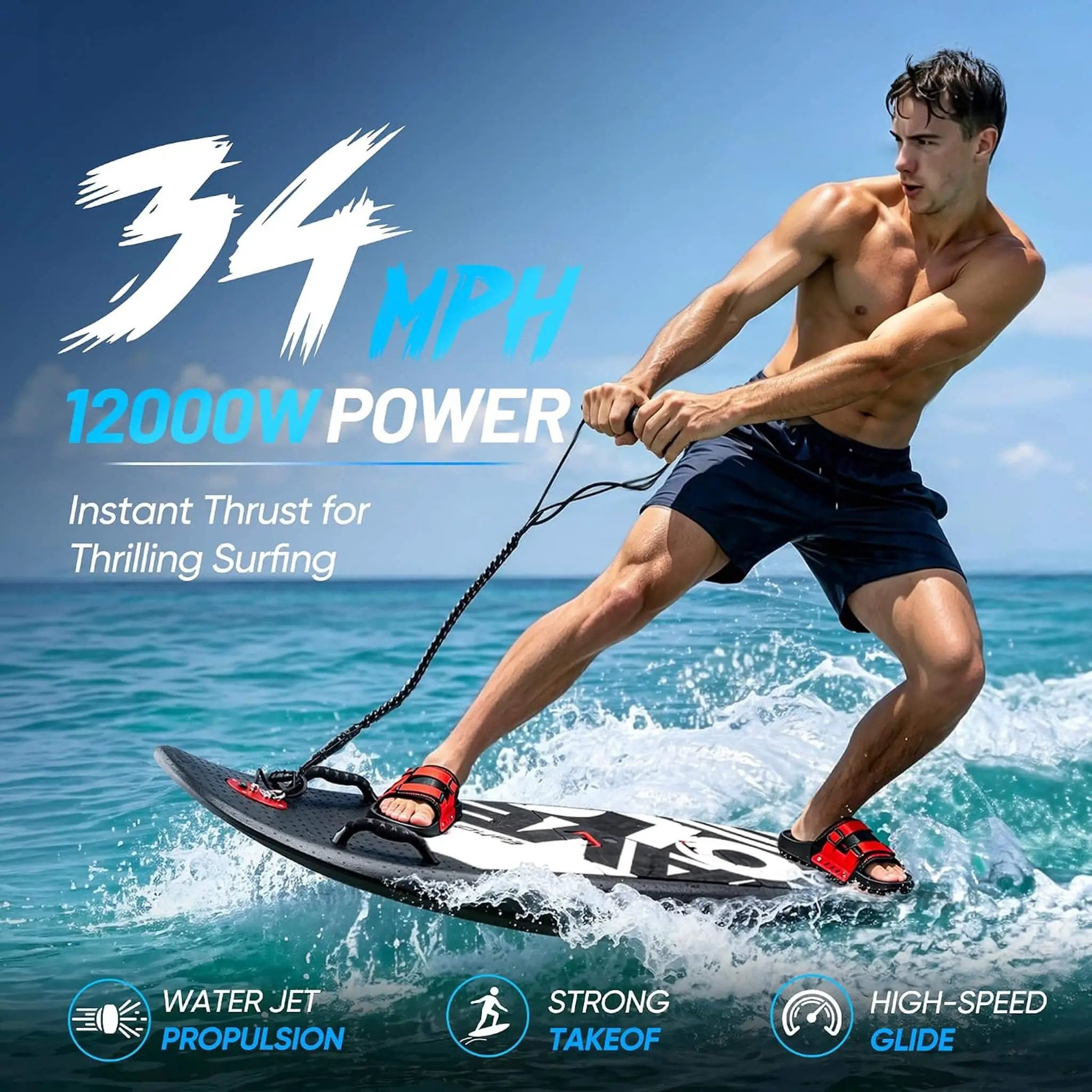 JHS Premium Dual-Speed 12KW Self-Powered Electric Motorized Surfboard (SAK63184) by SAKSBY WHOLESALE