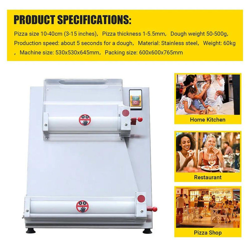 Premium Electric Commercial Pizza Dough Roller Pastry Sheeter Press Machine, 16-Inch (SAK83627) by SAKSBY WHOLESALE