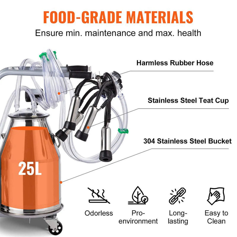Premium Electric Cow Goat Milking Machine With Milk Bucket, 25L (SAK83260) by SAKSBY WHOLESALE