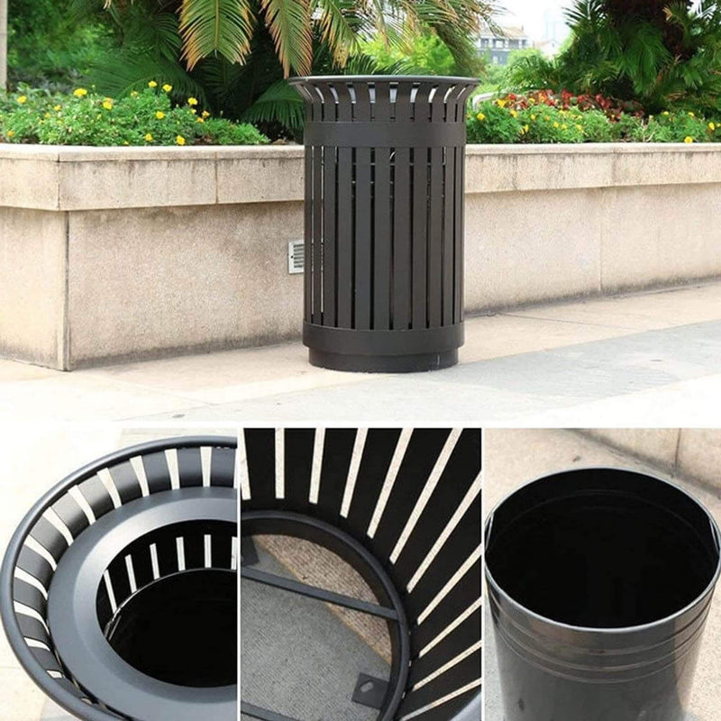 Premium Heavy-Duty Extra Large Outdoor Commercial Metal Slat Garbage Trash Can (SAK48591) by SAKSBY WHOLESALE