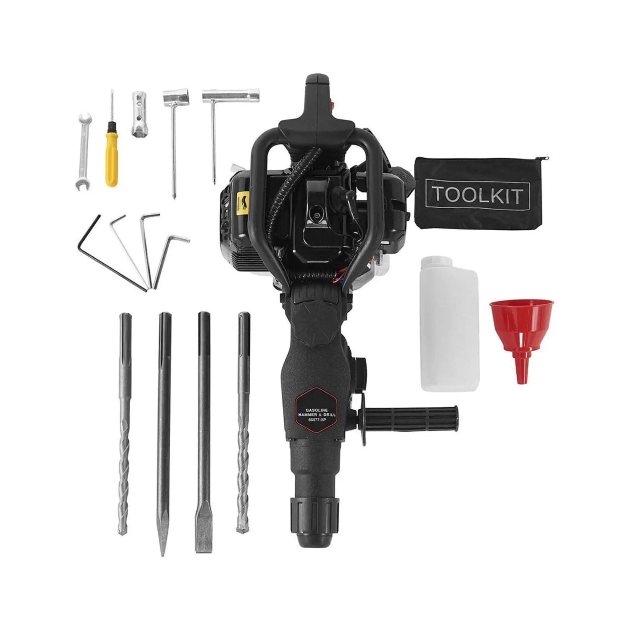 Heavy-Duty Gasoline Powered Demolition Jack Hammer Drill W/ Point, Flat & Chisel Bits (SAK16492) by SAKSBY WHOLESALE