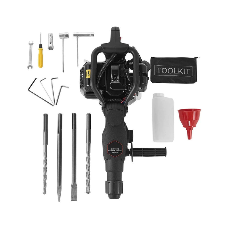 Heavy-Duty Gasoline Powered Demolition Jack Hammer Drill W/ Point, Flat & Chisel Bits (SAK16492) by SAKSBY WHOLESALE