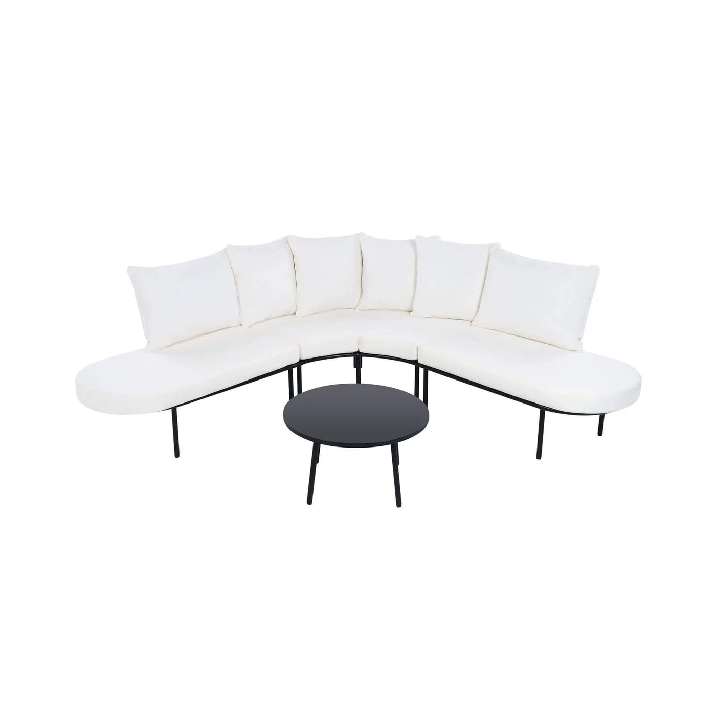 Premium Half-Moon 6-Person Curved All-Weather Outdoor Furniture Sofa Patio Set With Coffee Table And Cushions (SAK76332) by SAKSBY WHOLESALE