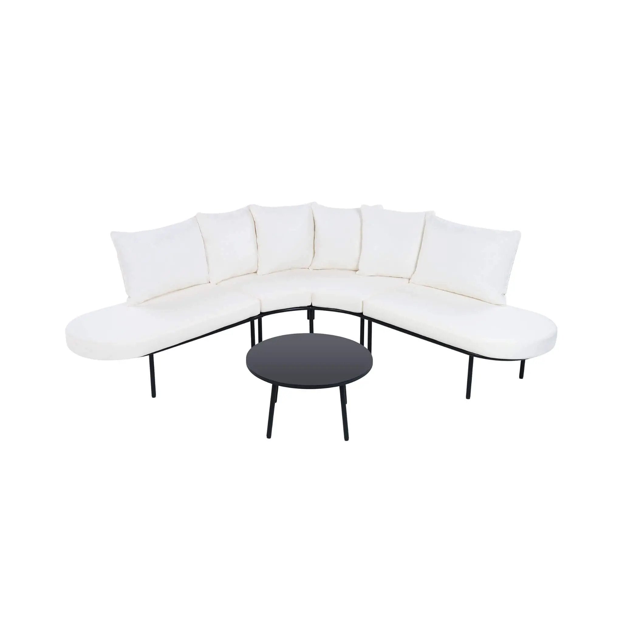 Alora Premium Half-Moon 6-Person Curved All-Weather Outdoor Furniture Sofa Patio Set With Coffee Table And Cushions (SAK76332) by SAKSBY WHOLESALE
