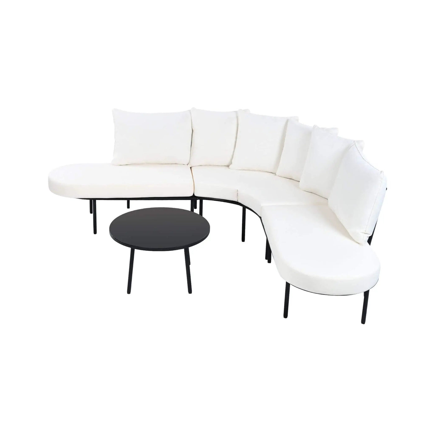 Premium Half-Moon 6-Person Curved All-Weather Outdoor Furniture Sofa Patio Set With Coffee Table And Cushions (SAK76332) by SAKSBY WHOLESALE